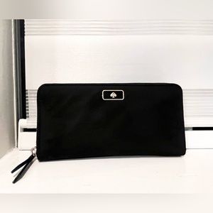 New Kate Spade Black Zip-around Continental Wallet